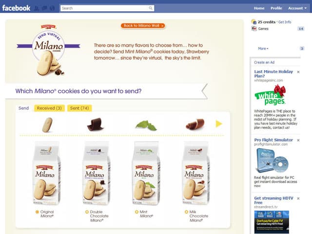 Virtual Milano Cookies ~ Facebook Application